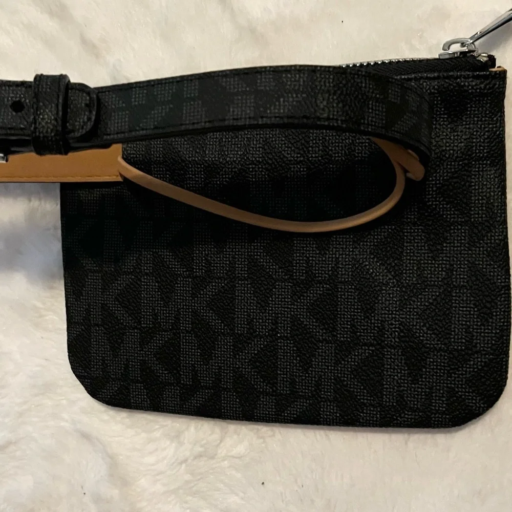 Michael Kors Black MK Logo Designer Belt Bag Fanny Pack Waist Bag